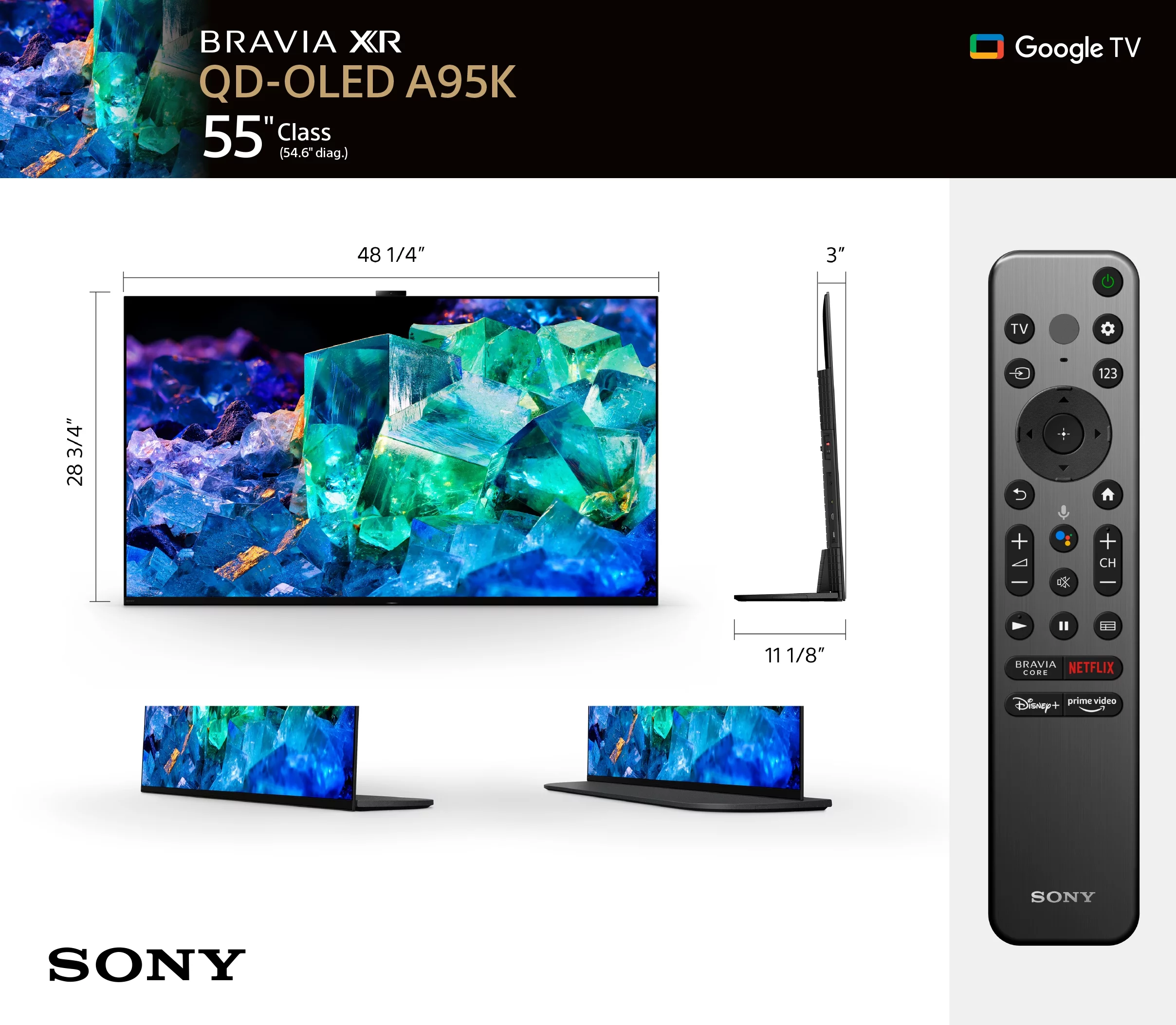 Sony 55” Class A95K 4K HDR OLED TV with smart Google TV XR55A95K- 2022 Model