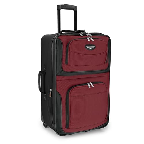 Travel Select Amsterdam 4-Piece Softside Expandable Luggage Set, Lightweight 2-Wheel Upright Suitcases, Travel Tote, Packing Cubes, Gray