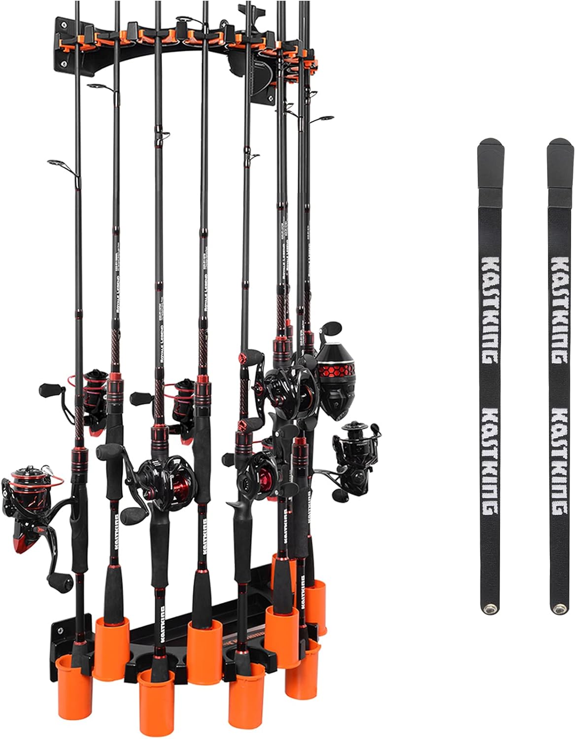 KastKing V10 Rod Rack with Line Spooling Station, Wall Mounted Fishing Rod/Combo Rack, Holds 10 Combos