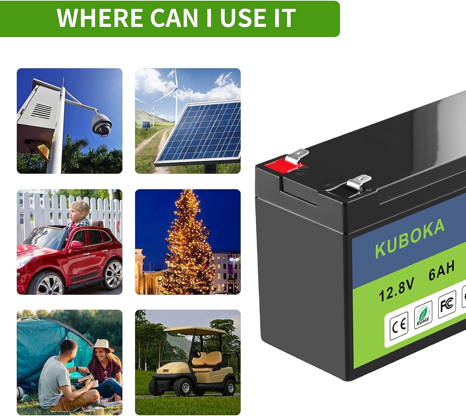 12 Volt Battery - Lithium Battery - 12V 100Ah Lifepo4 Battery Replace SLA Battery | Built-in 100A BMS | Perfect for RV, Solar, Marine