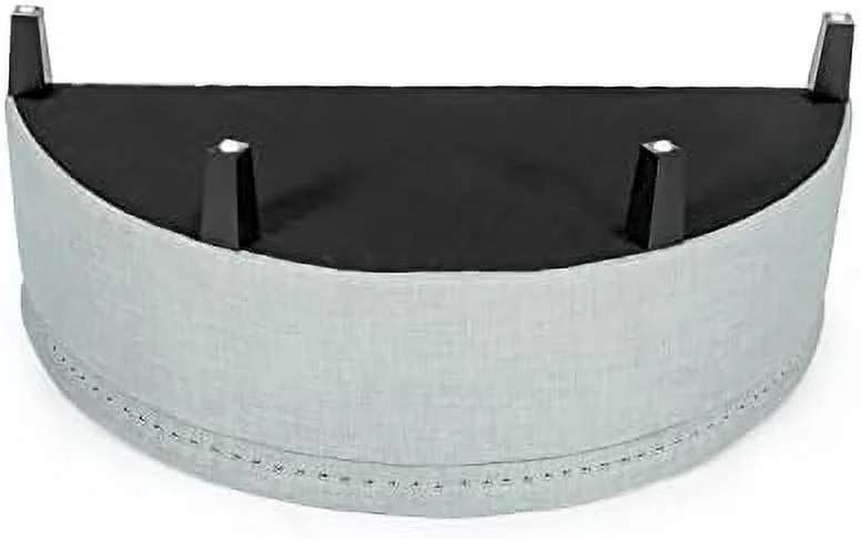TJUNBOLIFE Bench PU Leather Half  Button Tufted  Ottoman with   Coffee Table for Living Room Bedroom Entryway (Grey)