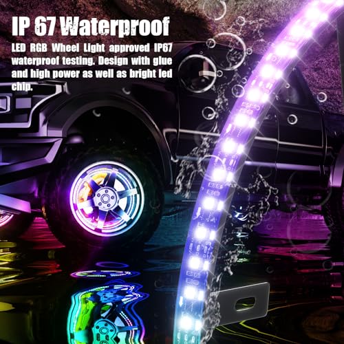 SUNPIE Wheel Lights for Truck - Universal 14.5’’ RGB Rim Light for Car/SUV