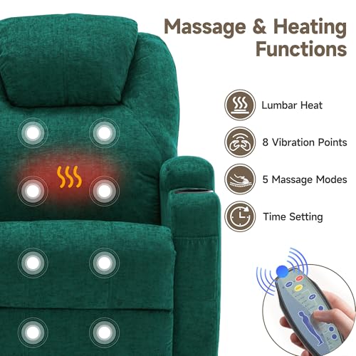 Recliner Chair, Rocking Chair with Massage and Heat, 360° Swivel Recliner Chairs for Adults