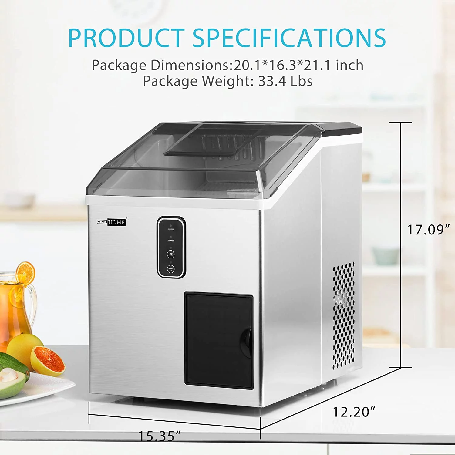 VIVOHOME 2 in 1 Countertop Ice Maker & Ice Shaver Machine, 33lbs/Day