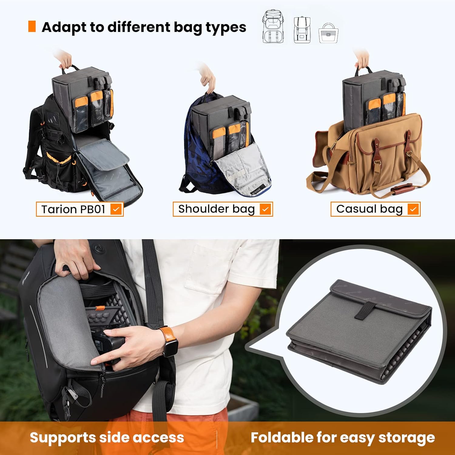 TARION Camera Backpack Large Camera Bag with Modular Insert Laptop Compartment Professional DSLR Camera Bag Backpack for Men Women Photographer(Zone