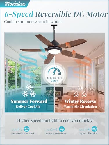 42 Inch Waterproof Outdoor Ceiling Fan with Lights and Remote,IP65 Hanging Gazebo Fan with 3CCT 6-Speed DC Motor