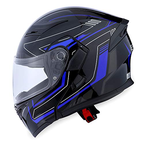 1Storm Motorcycle Modular Full Face Helmet Flip up Dual Visor Sun Shield: HB89