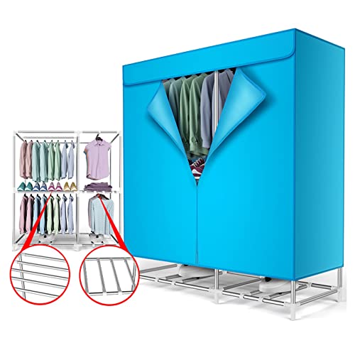 Indoor Electric Clothes Dryer Airer, Warm Air Drying Wardrobe, Soon Heated Clothes Drying Pod Cabinet - Dries Using Hot Air Fan (Color : 900W-Blue