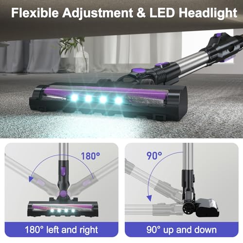 PRETTYCARELIFE Cordless Vacuum Cleaner, 6 in 1 Lightweight Stick Vacuum Self-Standing with Powerful Suction