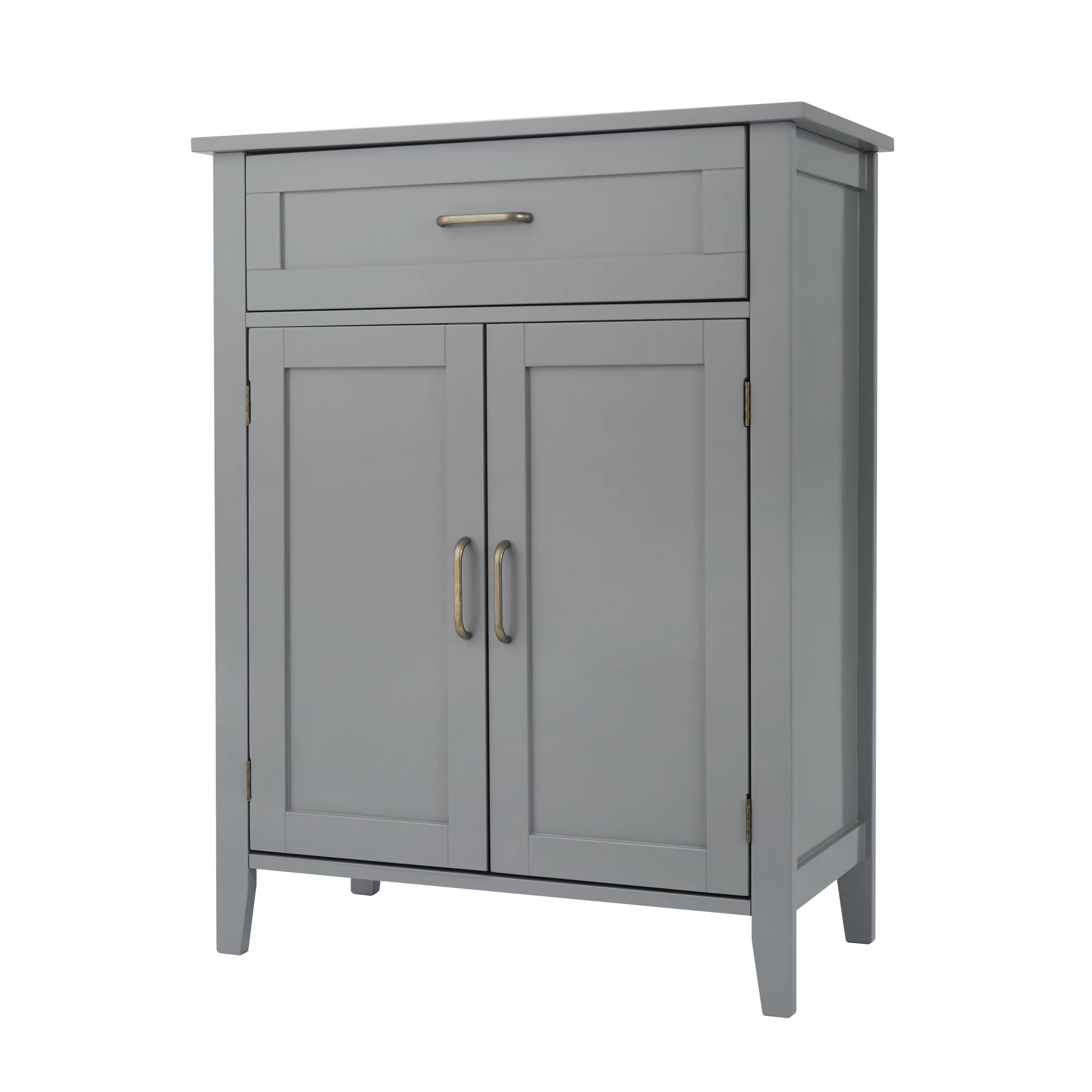Teamson Home Mercer Mid Century Modern Wooden Floor Storage Cabinet, Gray
