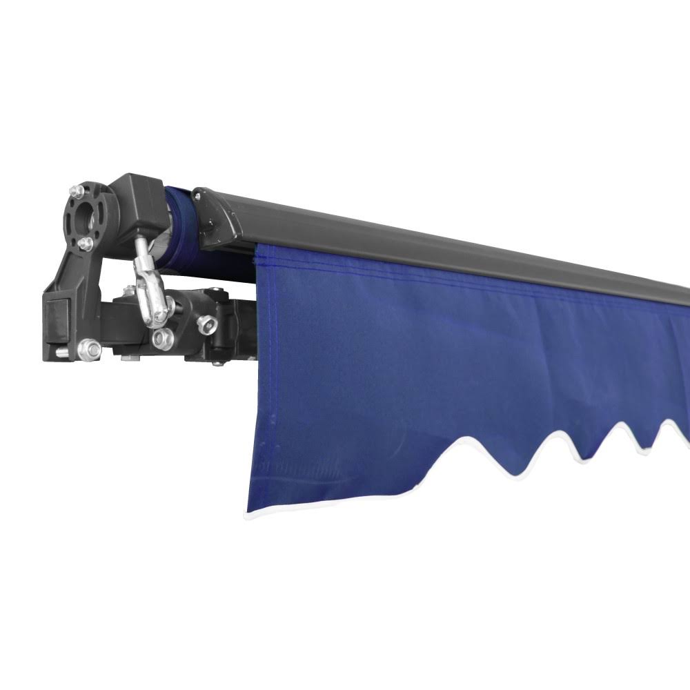Aleko ABM10X8BLUE30 Motorized Black Frame Retractable Home Patio Canopy Awning 10&x8& Blue