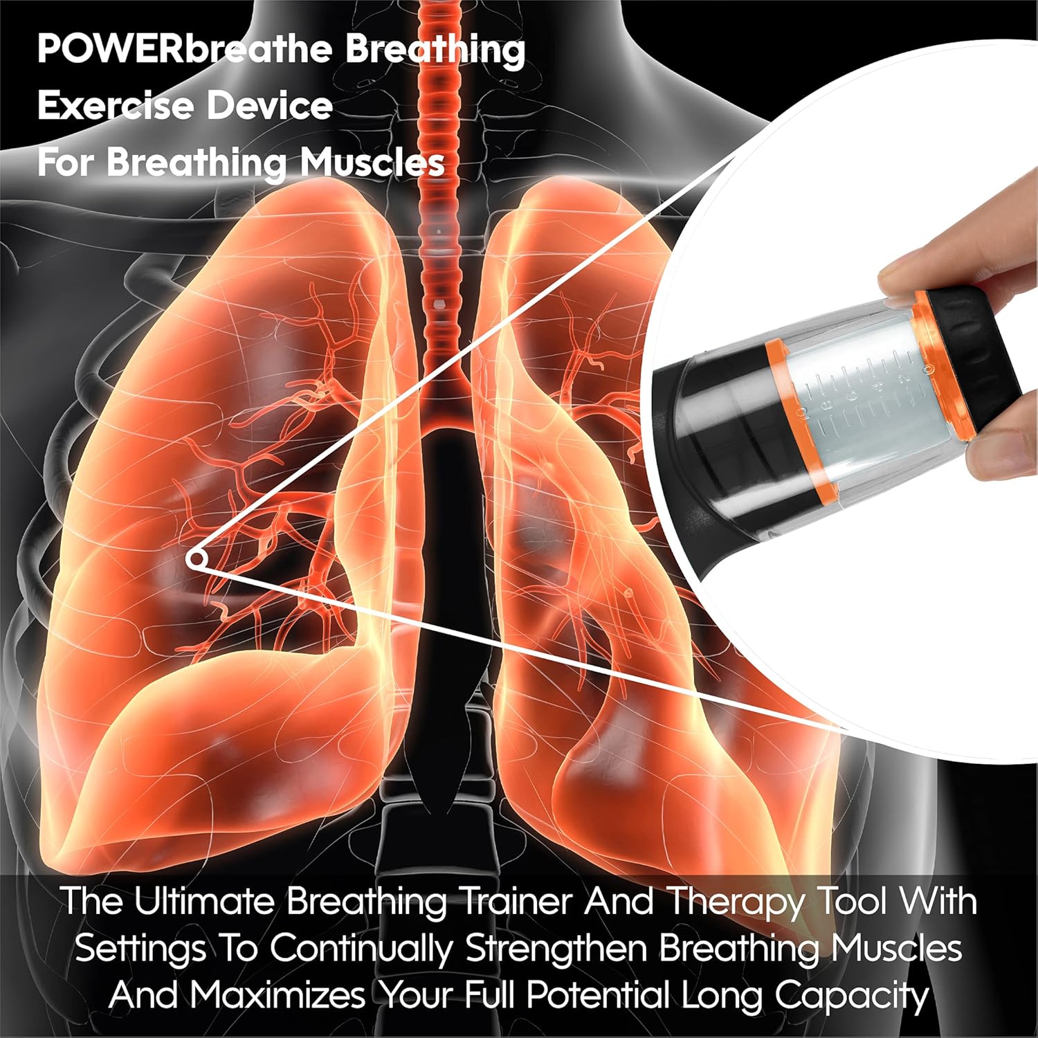 POWERbreathe - Breathing Exercise Device, Breathing Trainer and Therapy Tool to Strengthen Breathing Muscles and Help Lung Capacity