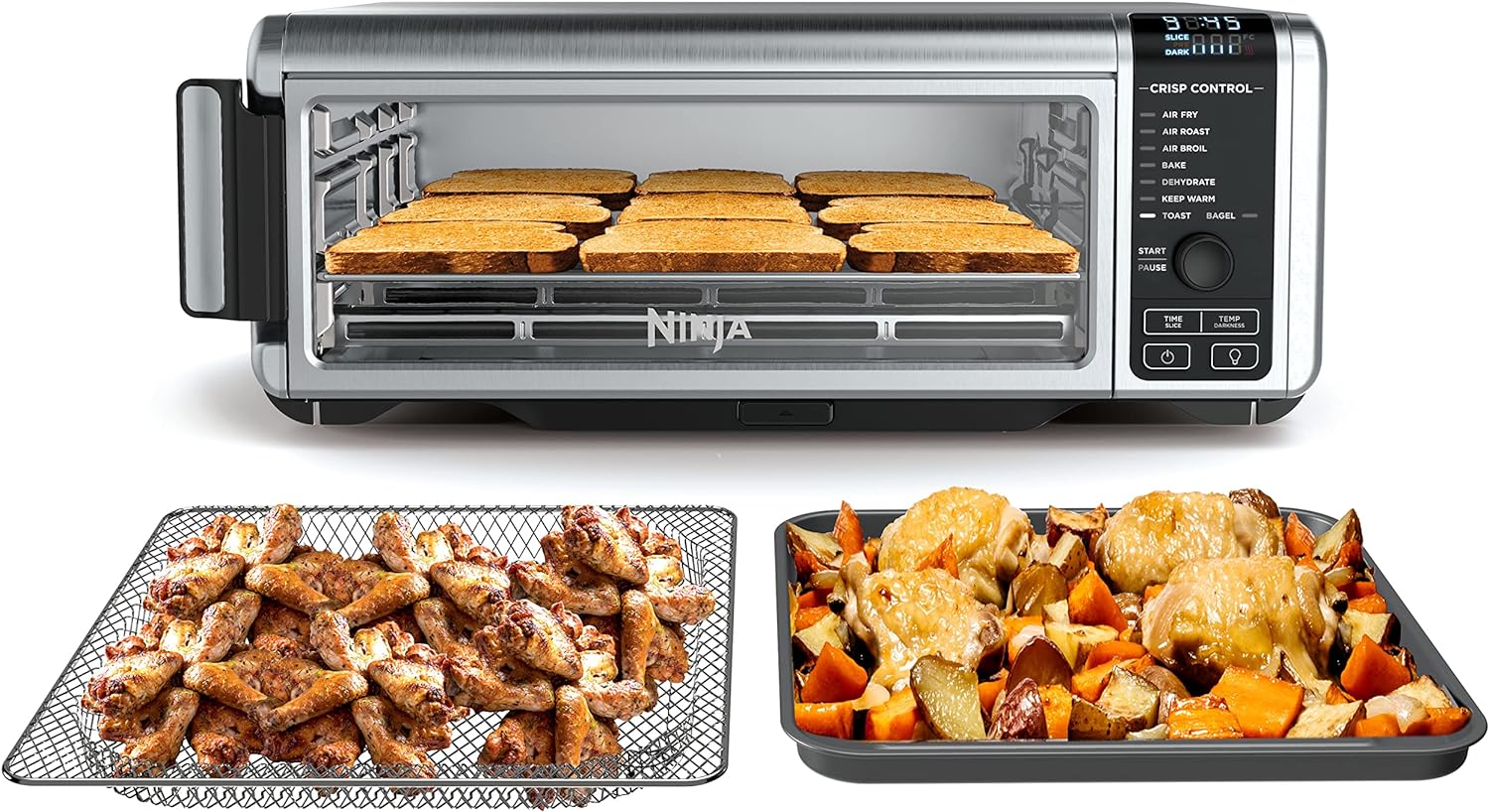 Ninja SP101 Digital Air Fry Countertop Oven with 8-in-1 Functionality, Flip Up & Away Capability for Storage Space, with Air Fry Basket