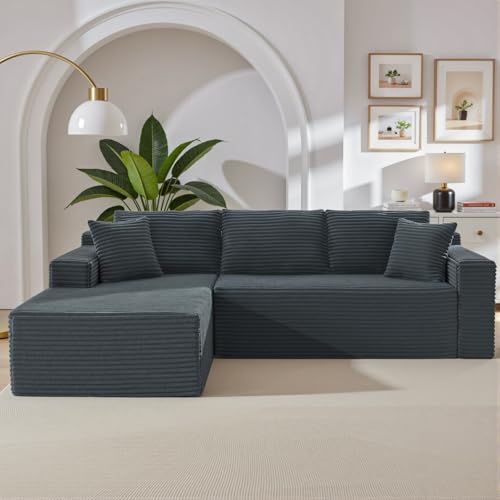 105 Inch Cloud Sectional Couch,Modern Modular Sectional Sofa with Deep Seat,Corduroy Boneless Couches with L-Shape Chaise for Living Room Bedroom