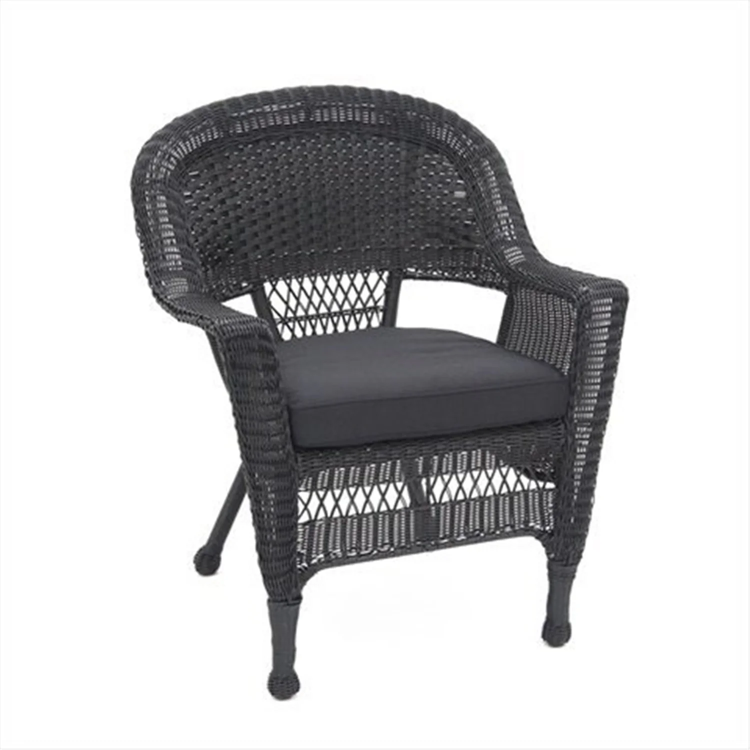 Black Wicker Chair with Black Cushion