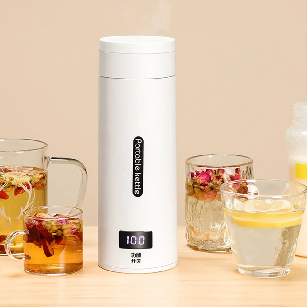 500ml Electric Kettle Hot Water Cup Heated Travel Portable Stainless Steel