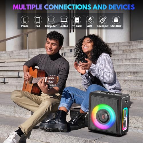 Karaoke Machine, Portable Bluetooth 5.3 Speaker with 2 Wireless Microphones for Adults, PA System with Pitch Correction & Echo Adjustment