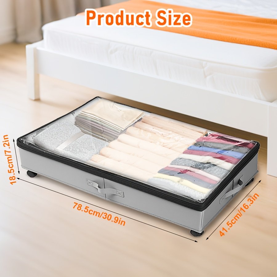 Under Bed Storage Box 30x16x7 Inch Foldable - Gray Fabric Storage Bag for Blankets Clothes Quilts Sweaters Pillows Sheets