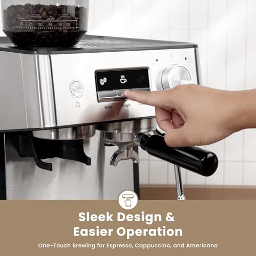 Gevi Espresso Machine with Grinder & Milk Frother, 20 Bar Professional Coffee Maker for Home, Removable Water Tank, Steam Wand, Perfect for Espresso