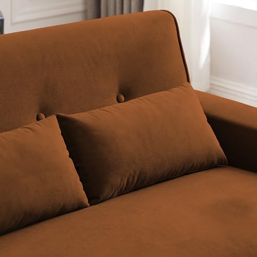 48.8" Small Loveseat Sofa, Mid Century Modern Love Seat Couch with Back Cushions and Wood Legs, 2 Seater Couches for Living Room, Bedroom