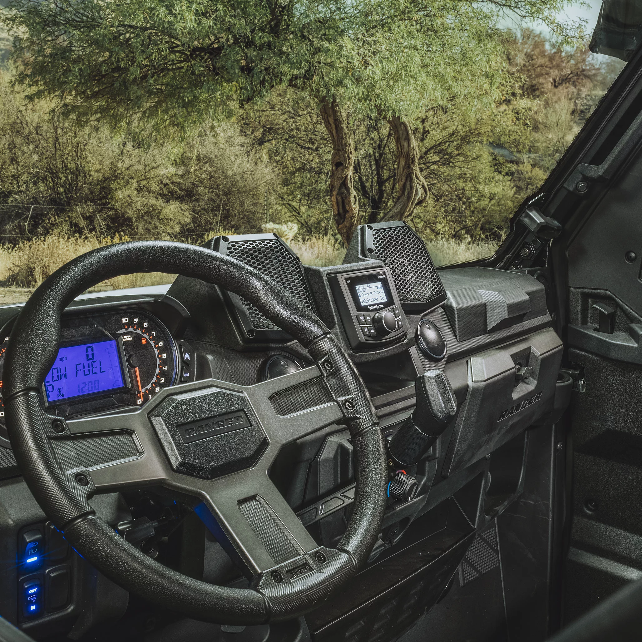 Rockford Fosgate RNGR18-STG1 Audio Kit: All-In-One Dash Housing Pre-installed with PMX-1 Receiver and 5.25" Speakers for Select Polaris Ranger Models