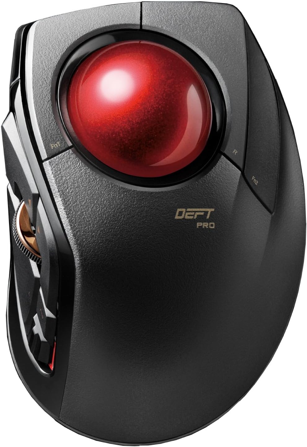 ELECOM Deft Pro Wired / Wireless / Bluetooth Finger-Operated Trackball Mouse, Ergonomic Design, 8-Button Function with Smooth Tracking