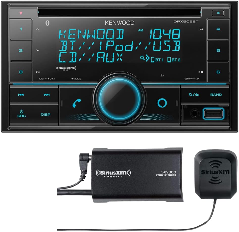 KENWOOD DPX505BT Double DIN in-Dash CD Car Stereo. AM/FM with Bluetooth, Amazon Alexa Voice Control