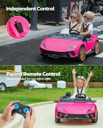ELEMARA 2 Seater Ride on Toy for Big Kids,12V10Ah Lamborghini Ride On Car, 4.0 mph,Max 130lbs,Electric Car w/Remote, Kids' Electric Vehicles,3 Speeds