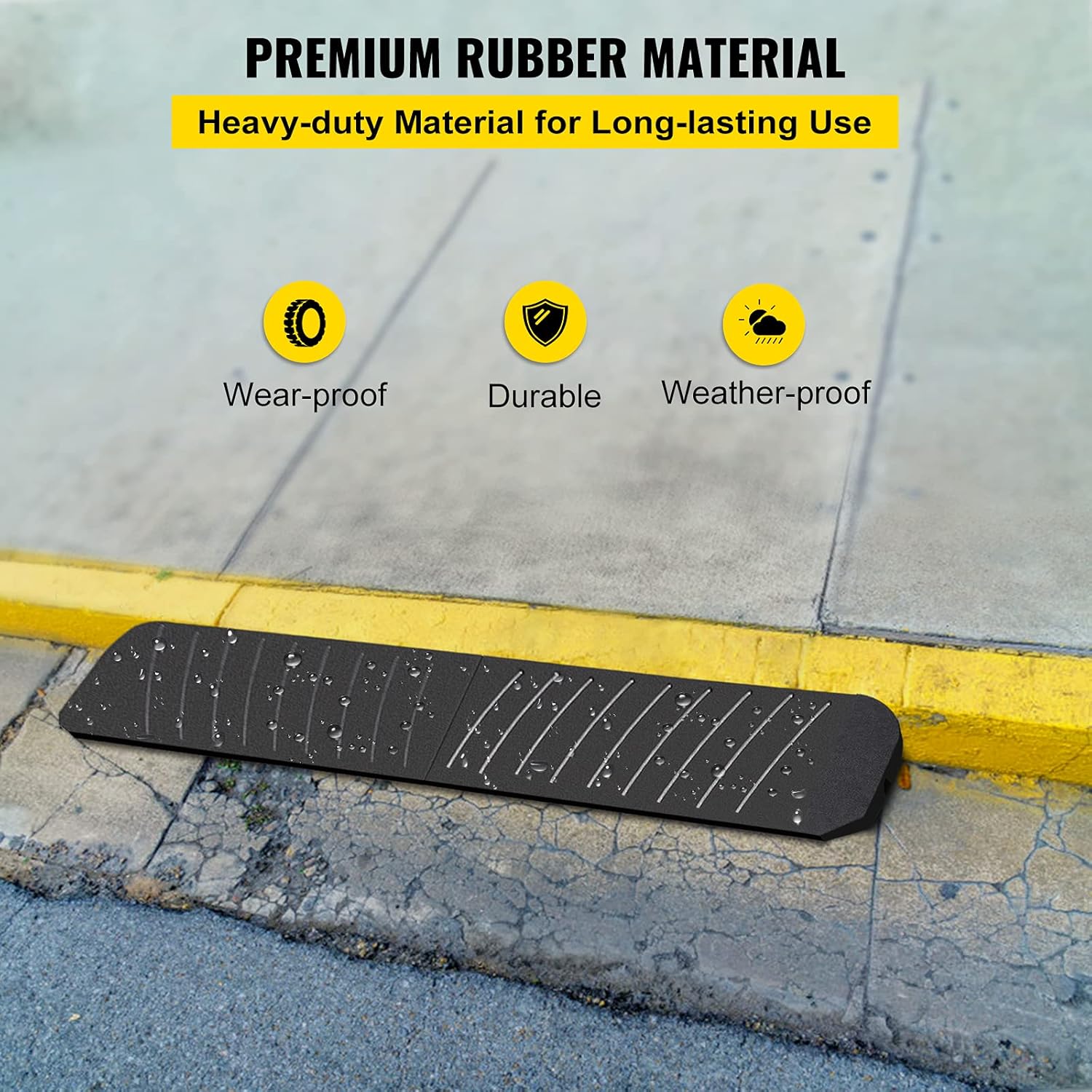 VEVOR Curb Ramp, 2 Pack Rubber Driveway Ramps, Heavy Duty 32000 lbs Weight Capacity Threshold Ramp