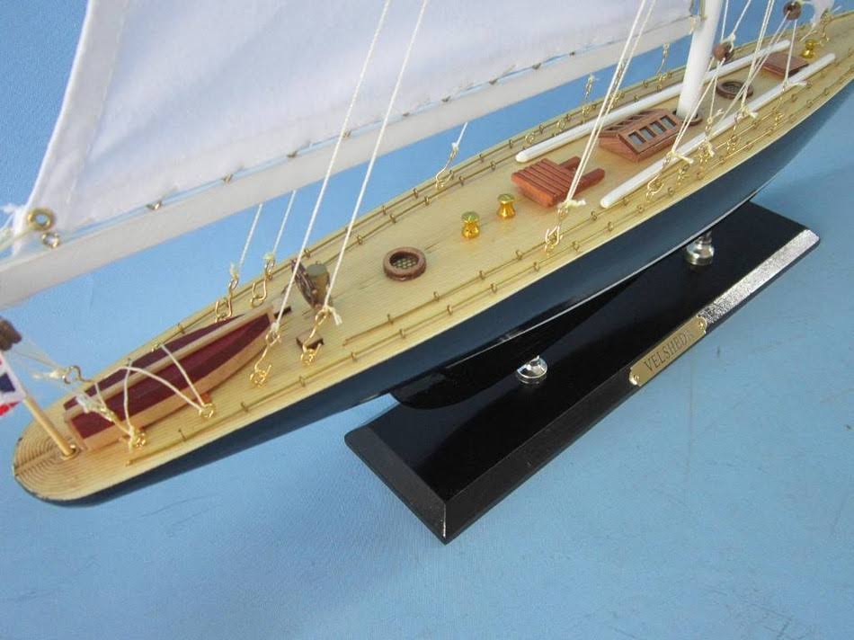 Hampton Nautical Velsheda 27 - Decorative Model Ship - J Yacht - Model Sailing Boat