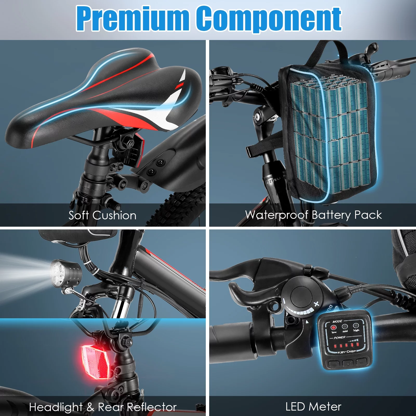 Elifine 500W 26" Electric Bike Folding Electric Mountain Bike for Adults, 48V 7.8Ah Battery Foldable Ebike, 21 Speed