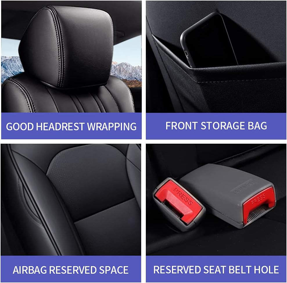Custom Fit Car Seat Covers for Honda Accord 2018 2019 2020 2021 Full Set Faux Leather Waterproof Seat Cover Vehicle Protection Compatible Airbag