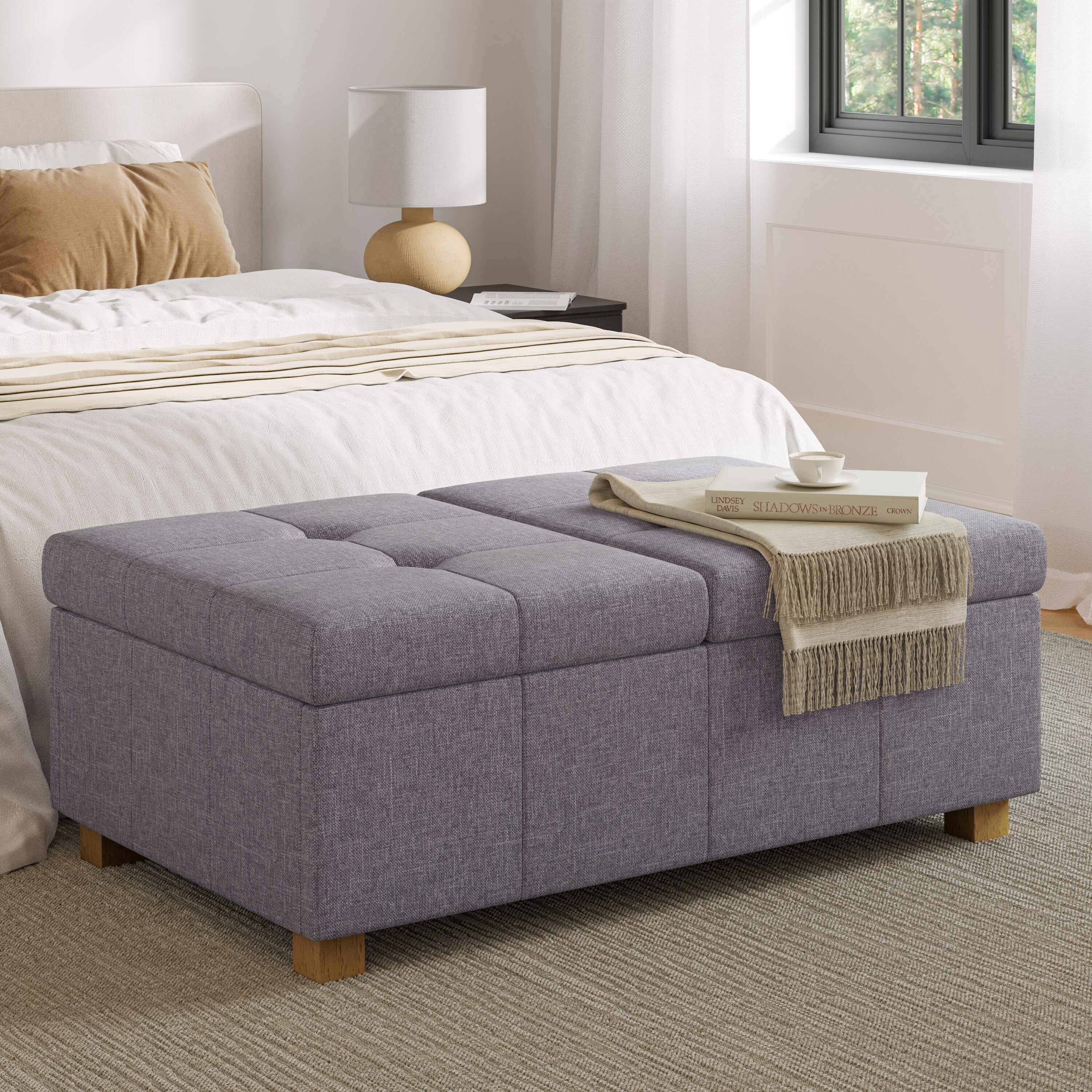 CorLiving Double Storage Ottoman Bench