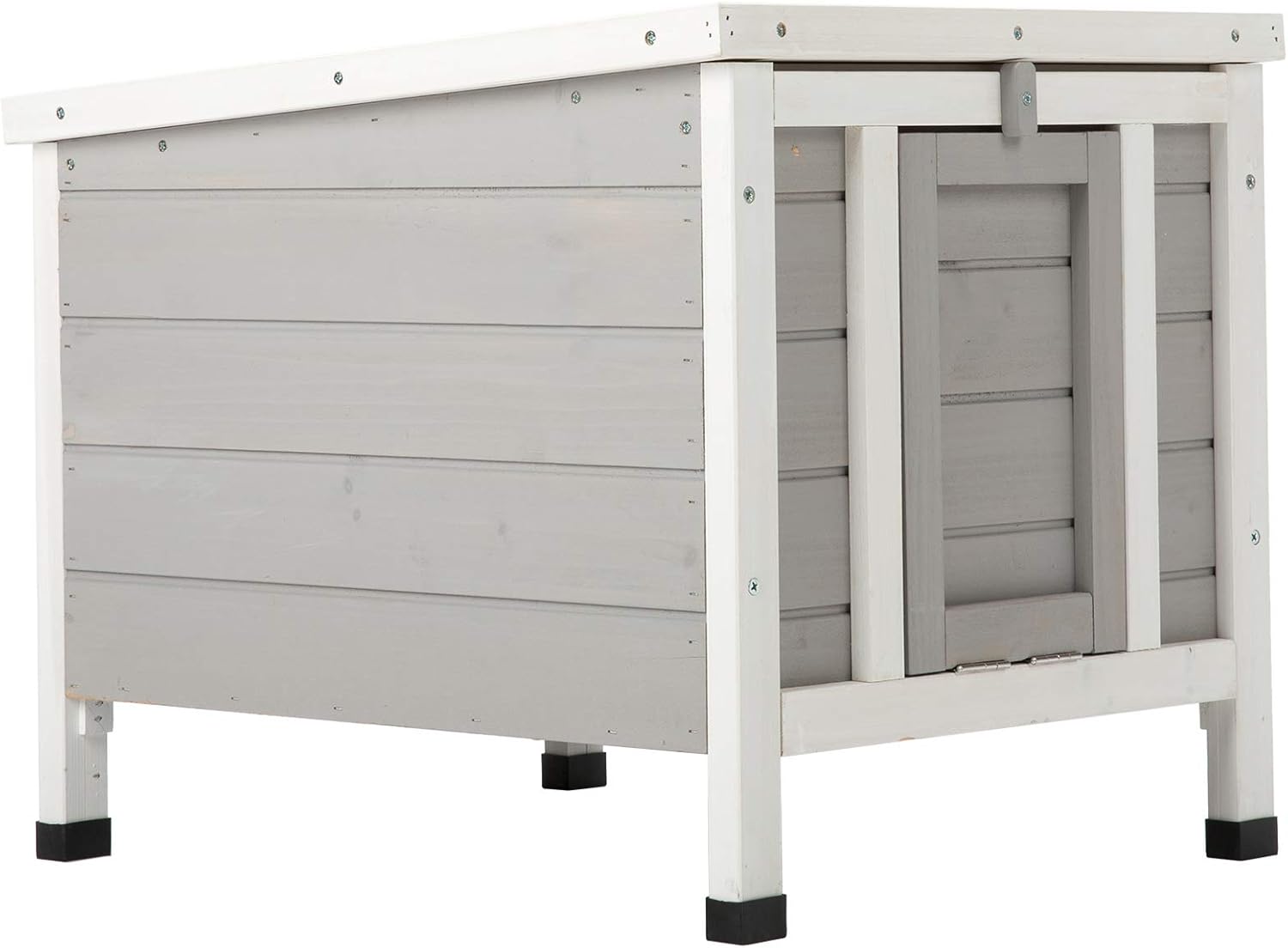 SNUGENS Topnotch Weatherproof Outdoor Wooden Bunny Rabbit Hutch Pet Cage Cat Shelter in White