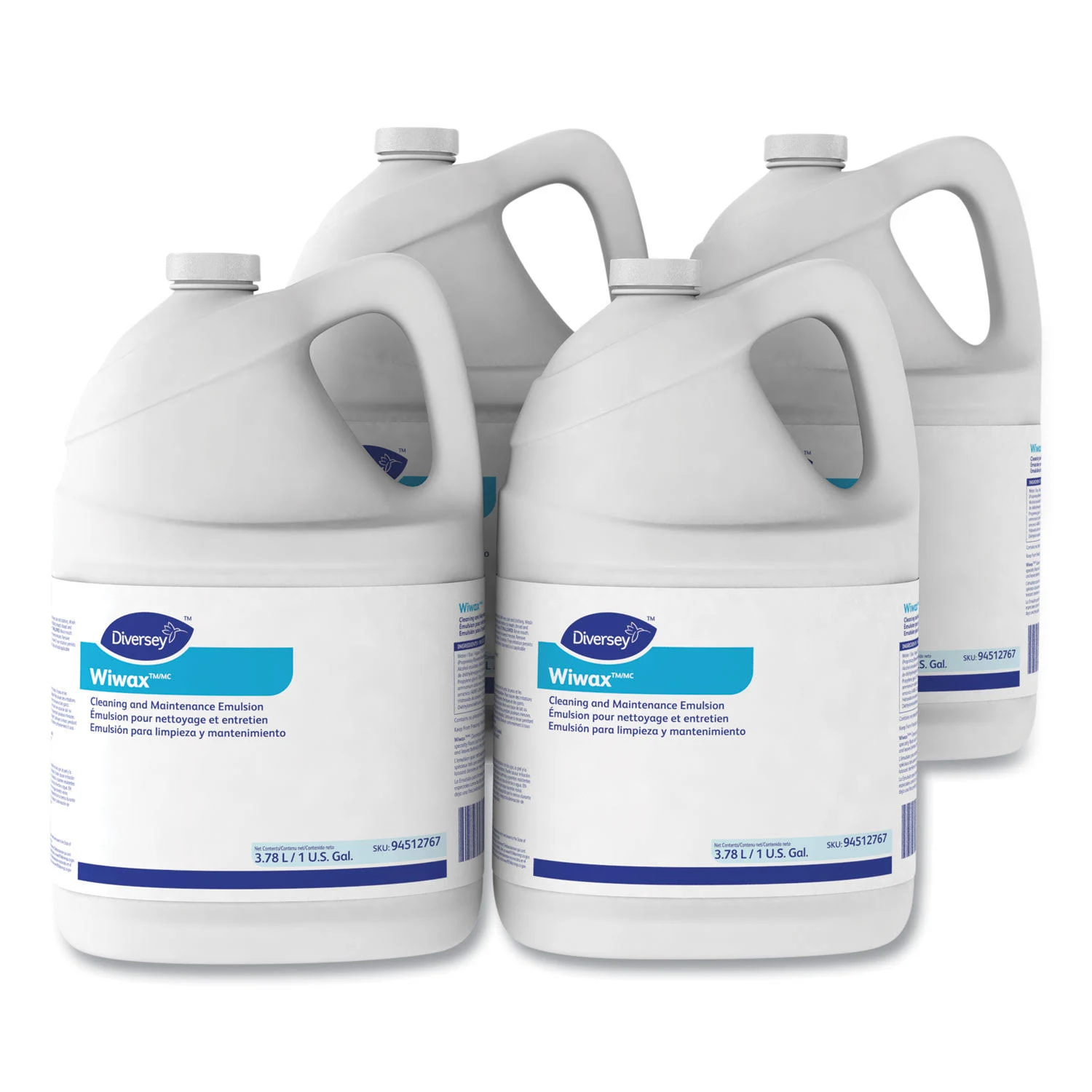 Diversey Wiwax Cleaning u0026 Maintenance Emulsion, Liquid, 1 Gal Bottle, 4/Carton