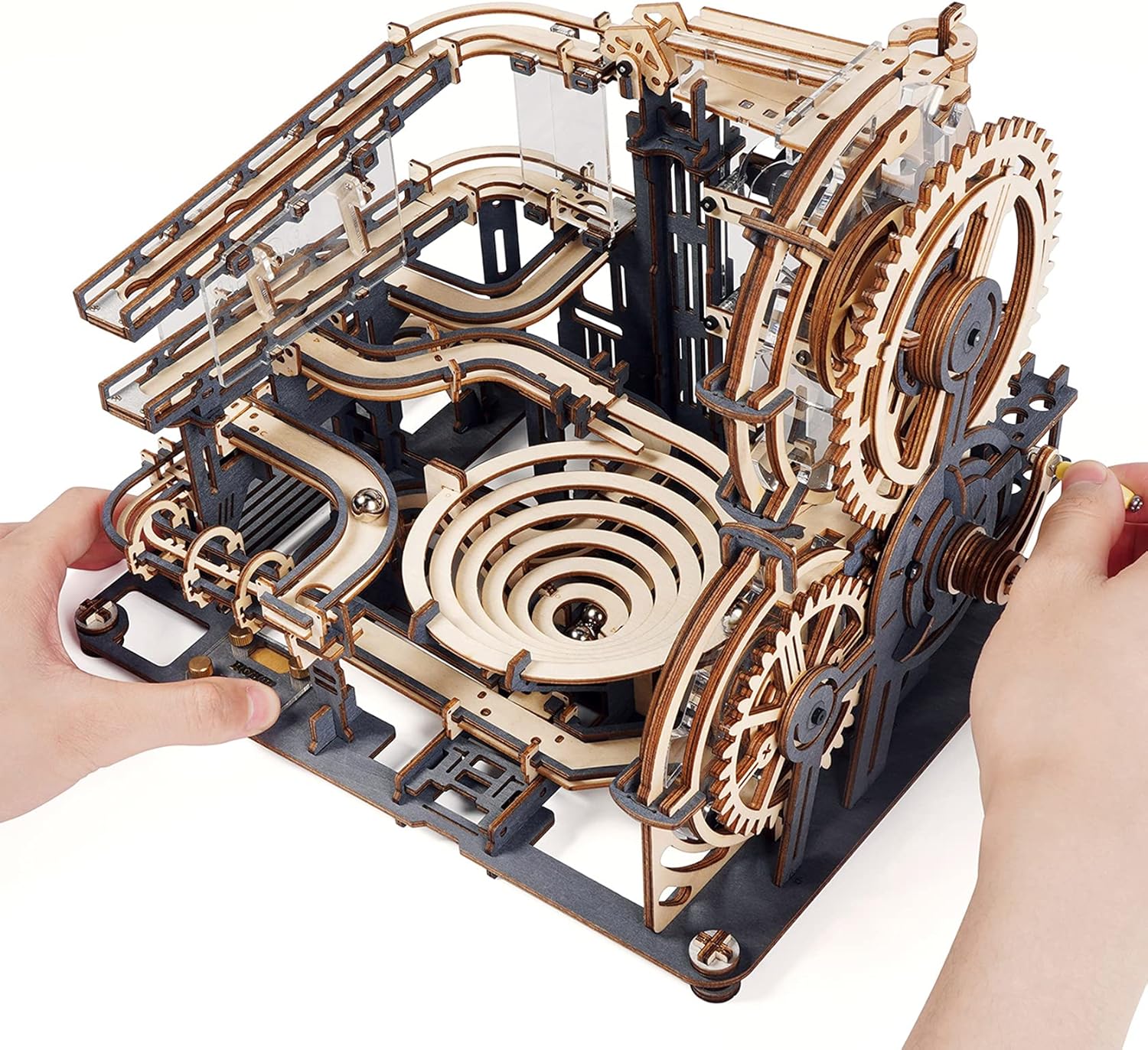 ROKR Marble Run 3D Wooden Puzzles for Adults -Large Mechanical Model Kits for Adults Construction Set Gifts for Teens/Family (Marble Night City)