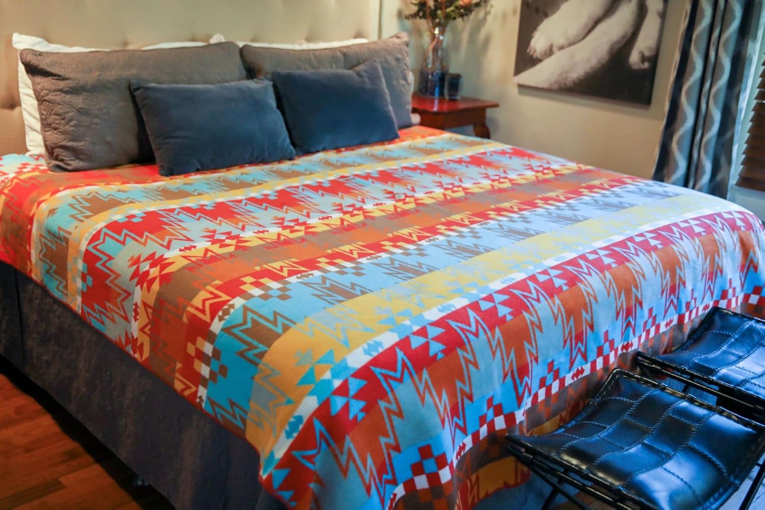 Beacon Blankets Classic Collectible Wigwam Design Southwestern Native American Premium Thick Plush Turkish Cotton Blend Blanket Throw Twin Full 72 x