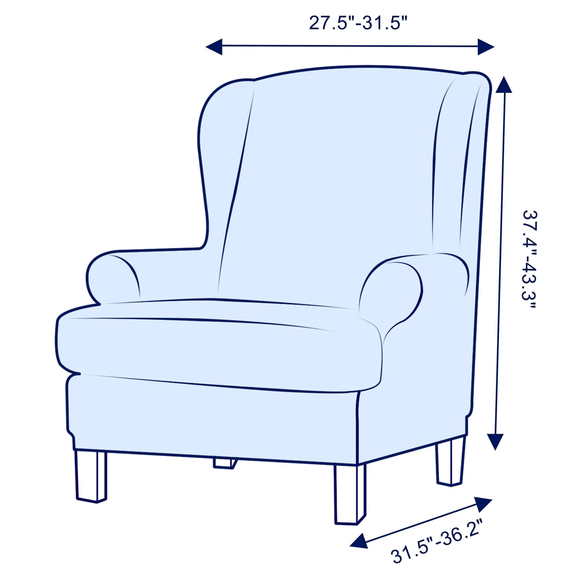 Subrtex 2-Piece Stretch Wingback Chair Covers Textured Grid Furniture Cover - Camel