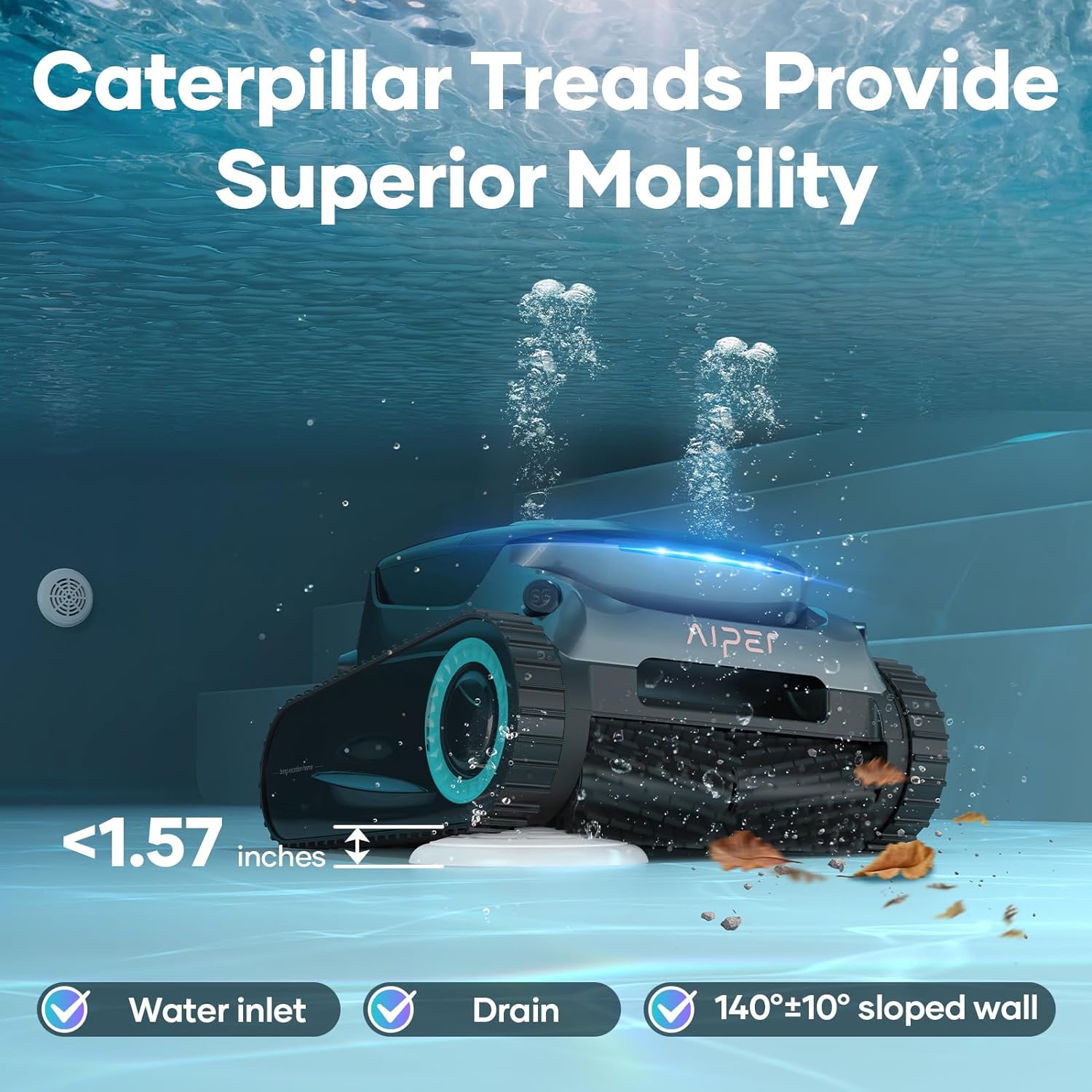 AIPER Scuba S1 Pro Cordless Robotic Pool Cleaner, 2024 Automatic Pool Vacuum with Horizontal Waterline Cleaning, Smart Navigation