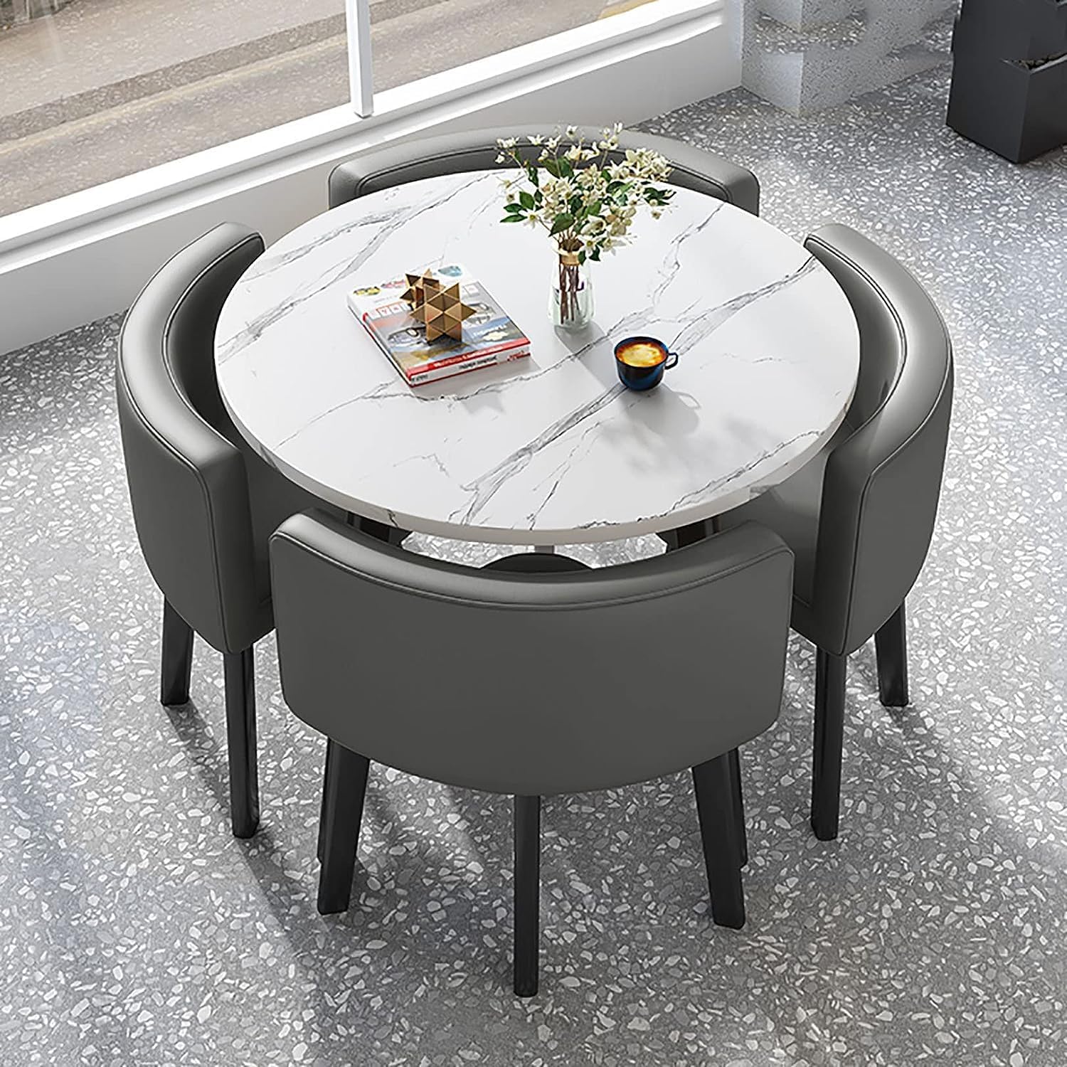 Office Reception Conference Round Dining Table Set Coffee Table And Chair Set,Kitchen Dining Table Set For 4