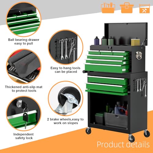 8-Drawer High Capacity Rolling Tool Chest, Removable Cabinet Storage Tool Box with Wheels and Drawers