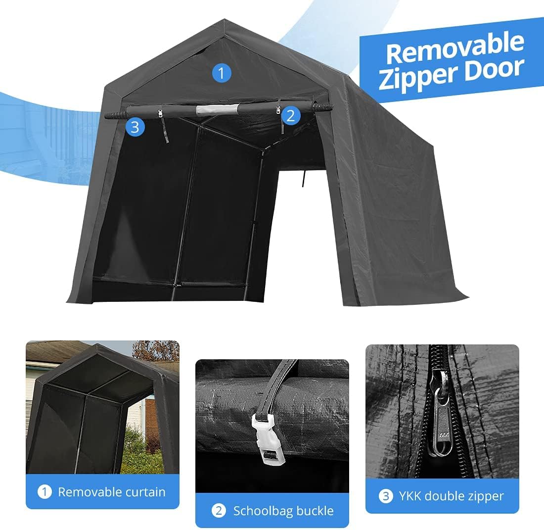 ADVANCE OUTDOOR 10x10 ft Heavy Duty Outdoor Patio Anti-Snow Portable Canopy Storage Shelter Shed Carport with 2 Roll up Zipper Doors & Vents for
