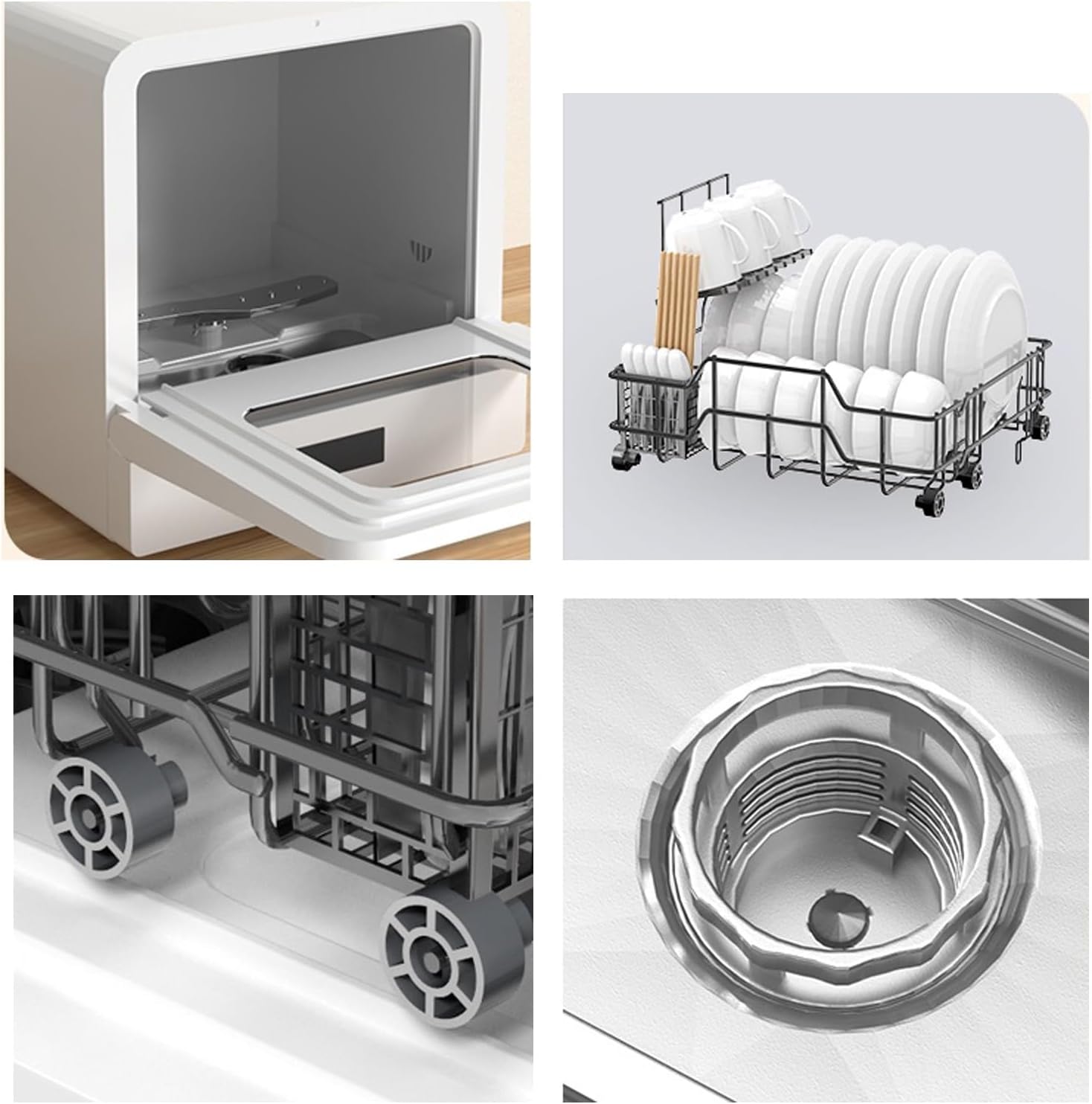 Fully Automatic Countertop Dishwasher Household Small Desktop Installation-free On-Stop Smart Dishwasher