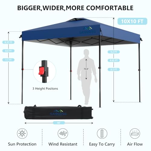 10X10 Pop Up Canopy Tent with 3 Sidewalls,Easy Up Canopy,Commercial Instant Shelter,Heavy Duty One Person Set Up Event Tent,Gray