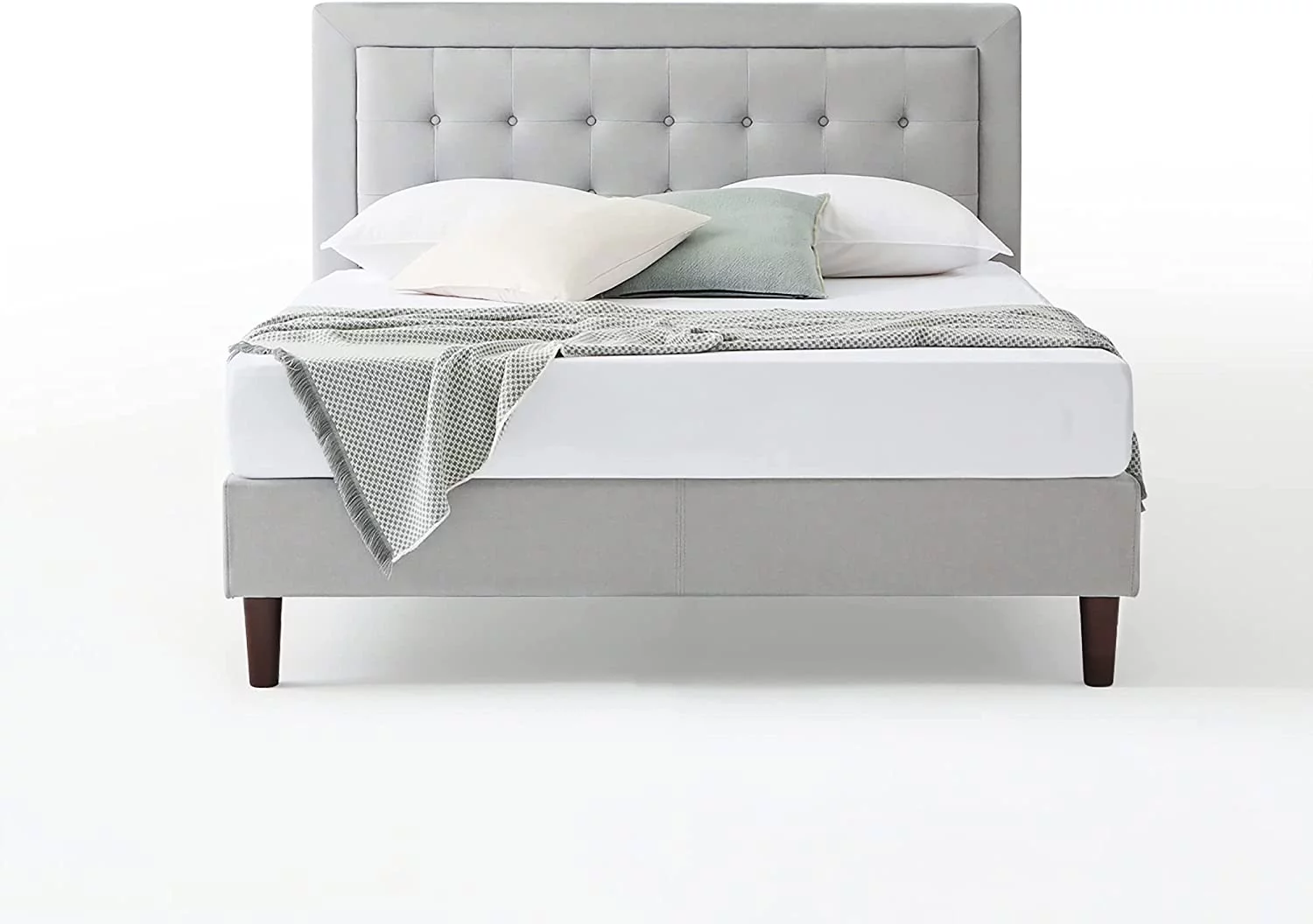 Zinus Dachelle Upholstered Platform Bed Frame Mattress Foundation Wood Slat Support No Box Spring Needed Easy Assembly Queen