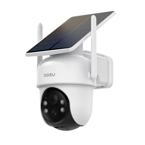 AOSU Security Cameras Outdoor Wireless, 4 Cam-Kit, No Subscription, Solar-Powered, Home Security Cameras System with 360° Pan & Tilt, Auto Tracking