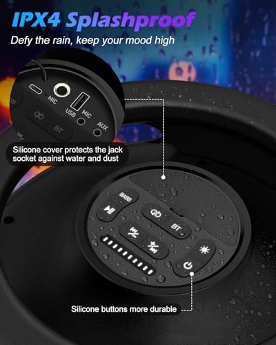 Large Bluetooth Speaker, 260W Peak Powerful Loud Sound with Deep Bass, Portable Outdoor Speaker Wireless, 15Hr Playtime, Fast Charge, TWS