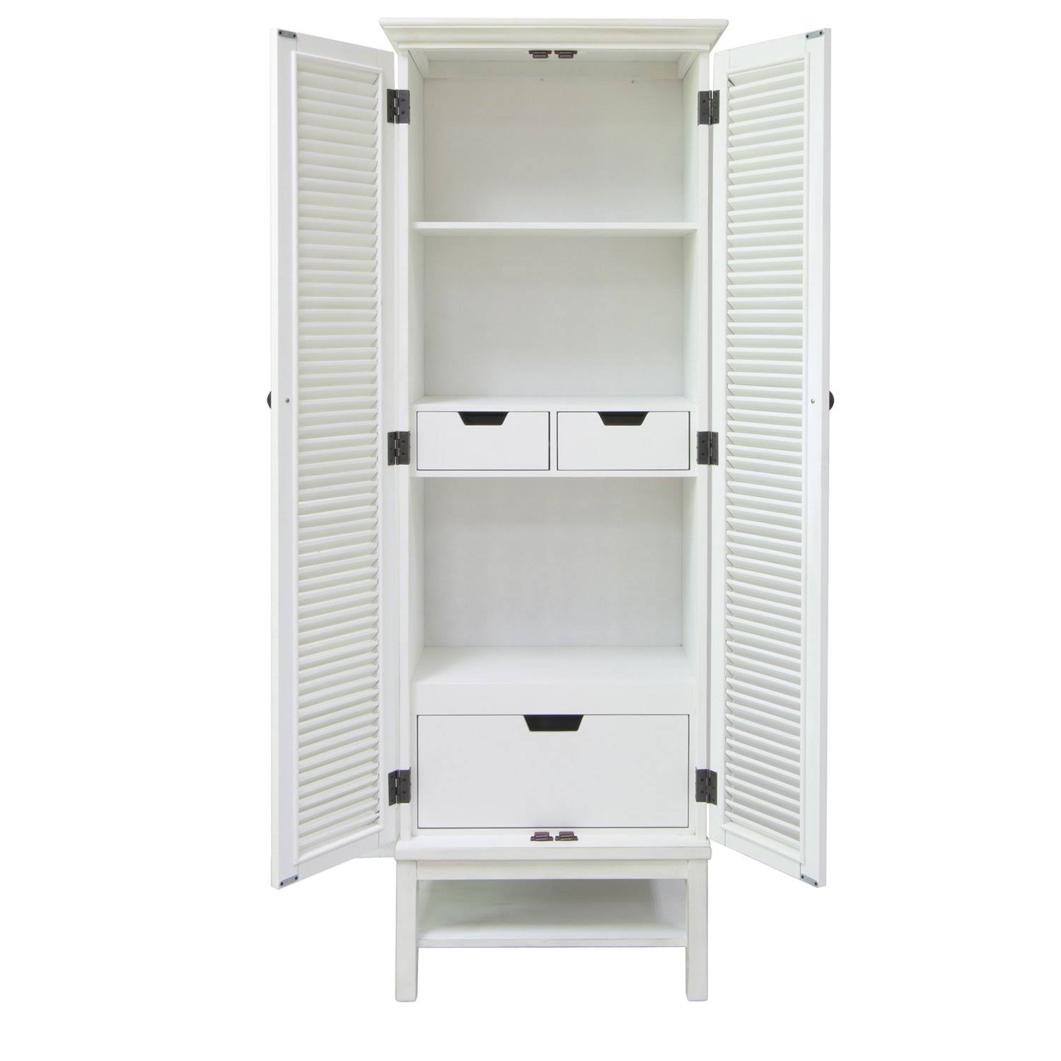 Crestview Magnolia Louvered 2 Door Tall White Storage Cabinet CVFZR3682