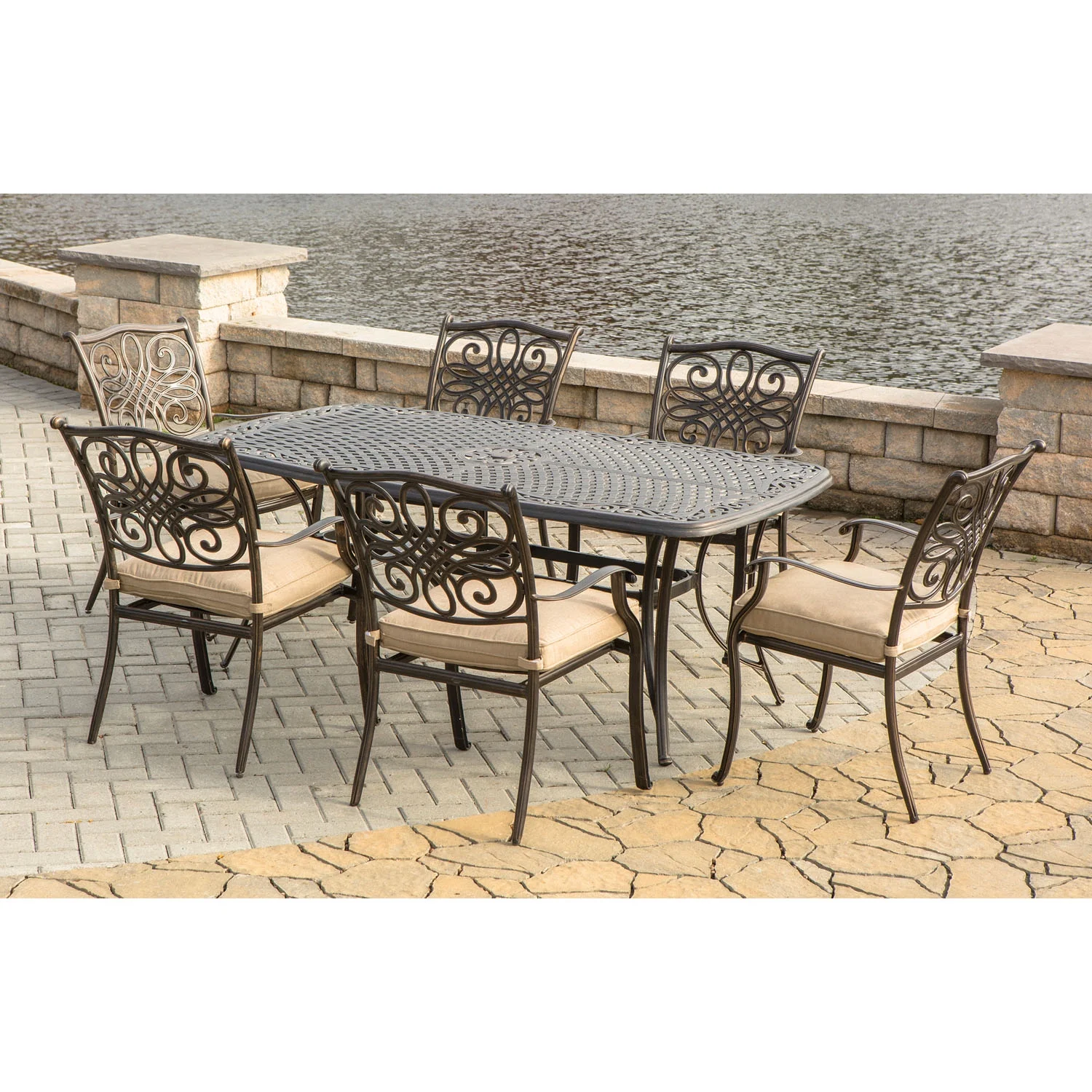 Cambridge Seasons 7-Piece Outdoor Dining Set in Tan