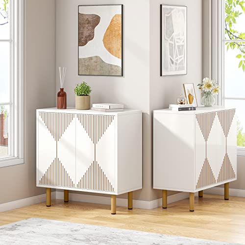 Tribesigns Modern Grey Storage Cabinet Set, Freestanding Floor Cabinet, Classic 59 inches Sideboard, Wood Buffet Cabinet with Doors